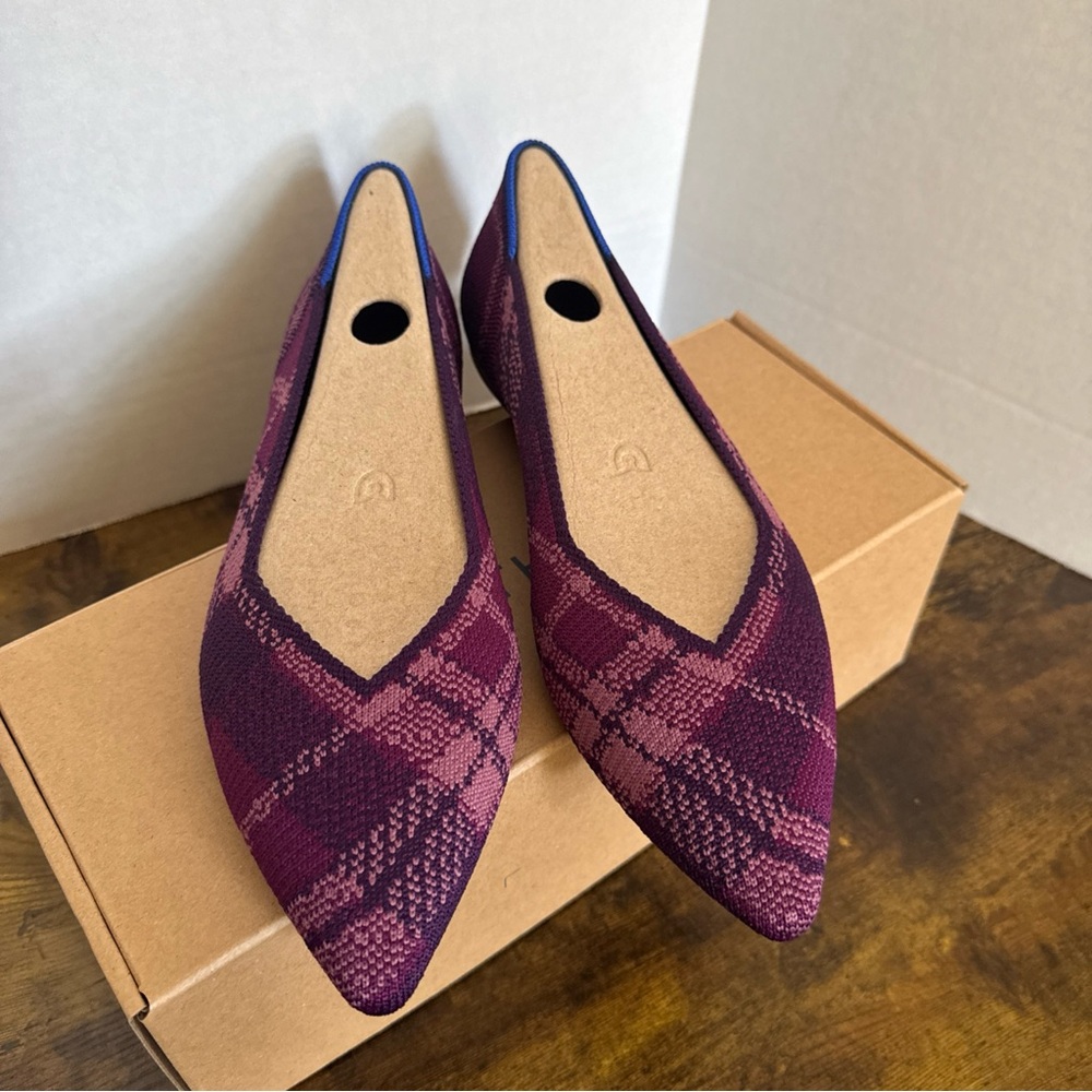 Rothy’s Women’s The Point II Flat Size 7.5 Purple Plaid MSRP $149 NEW Rare - Picture 4 of 7